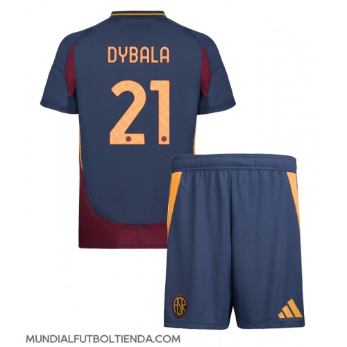 Camiseta AS Roma Paulo Dybala #21 Tercera Equipación Replica 2024-25 para niños mangas cortas (+ Pantalones cortos)